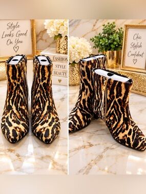 Leopard Print Women’s Ankle Boots - Brown